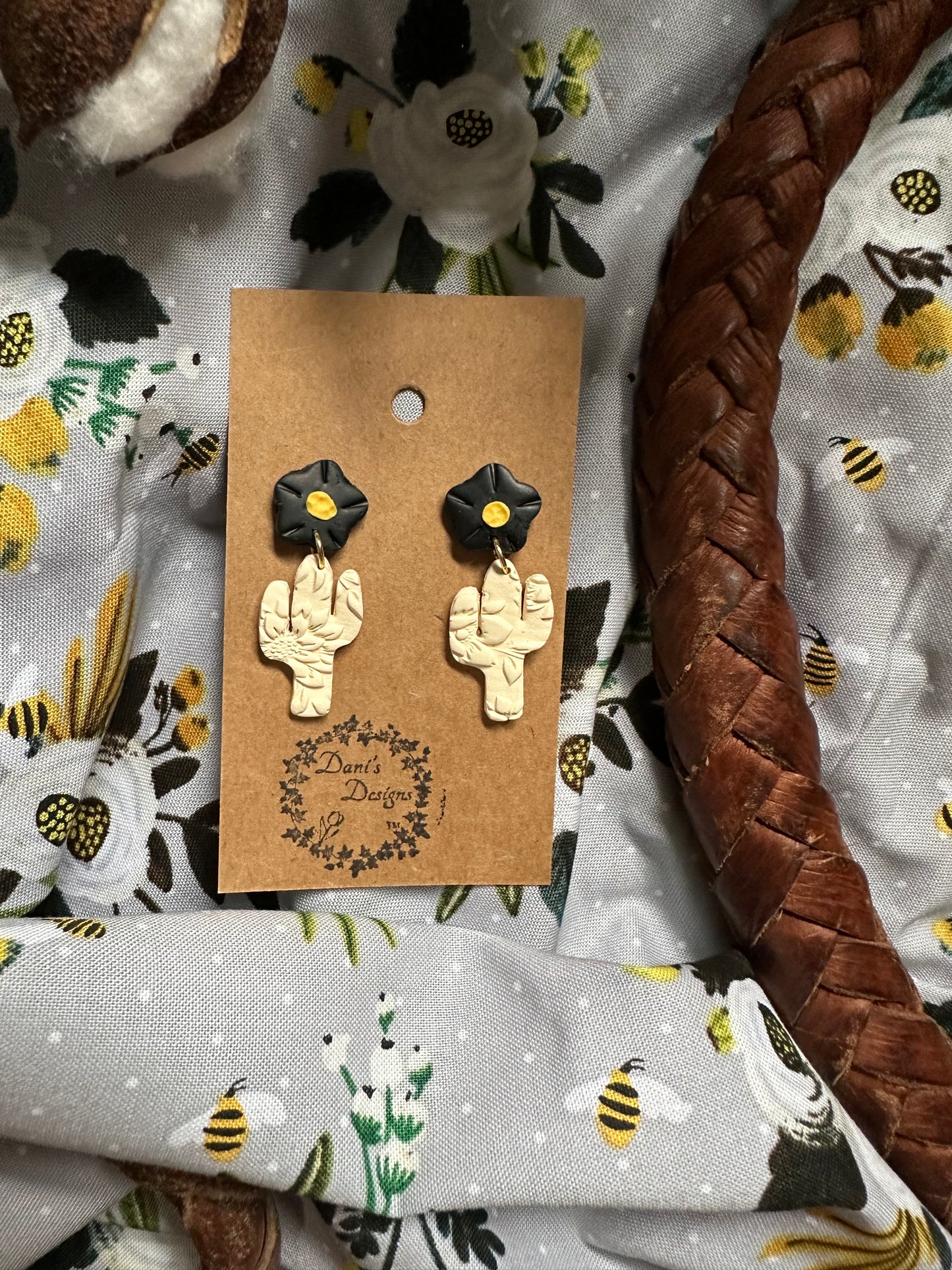 Vintage Floral Cactus Dangles