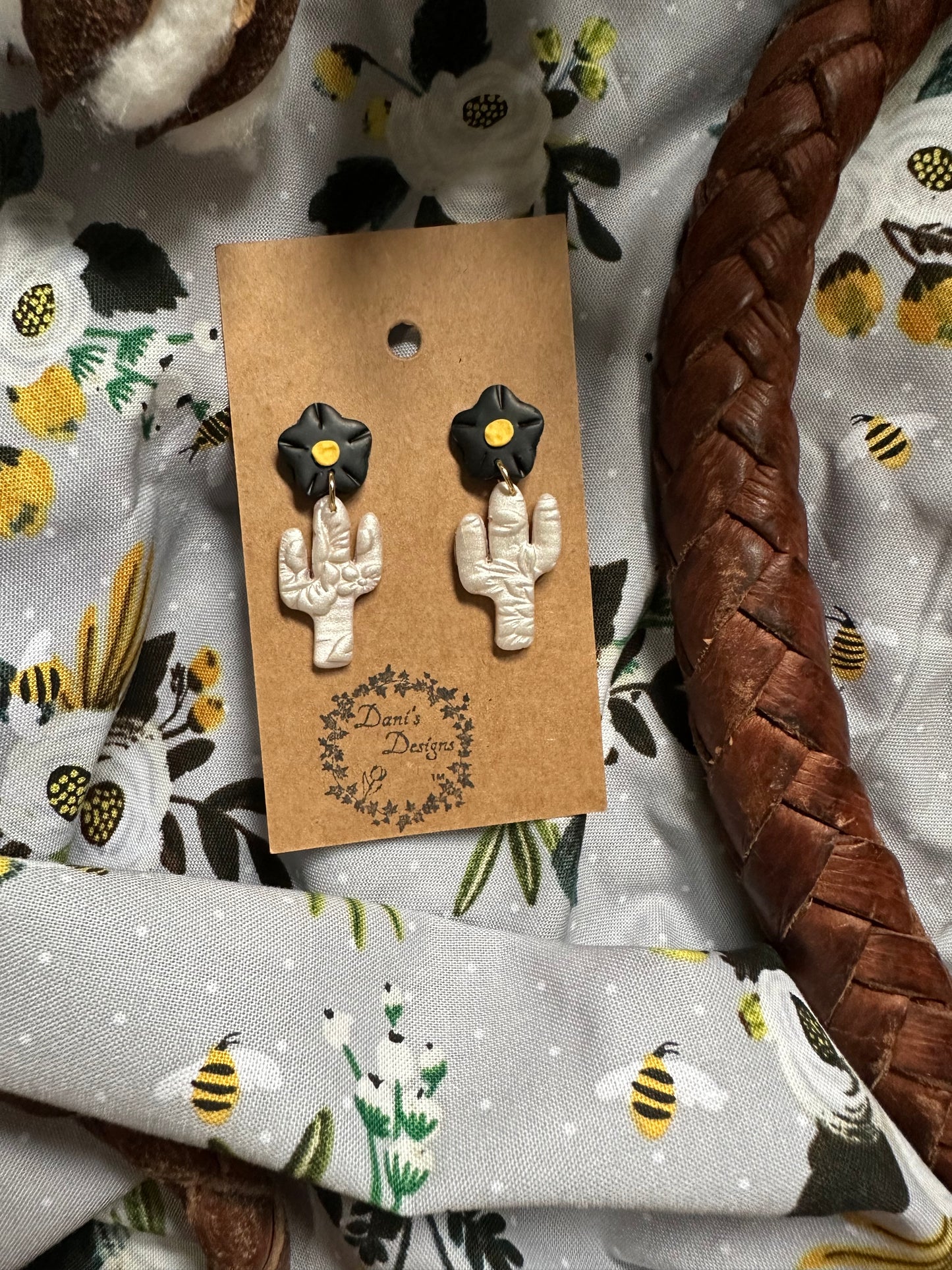 Vintage Floral Cactus Dangles