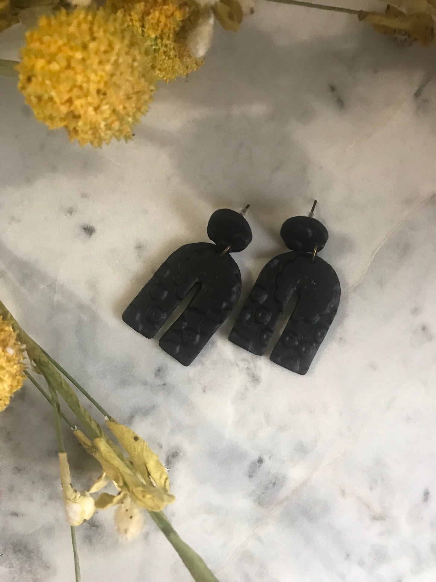 Black Floral Dangles