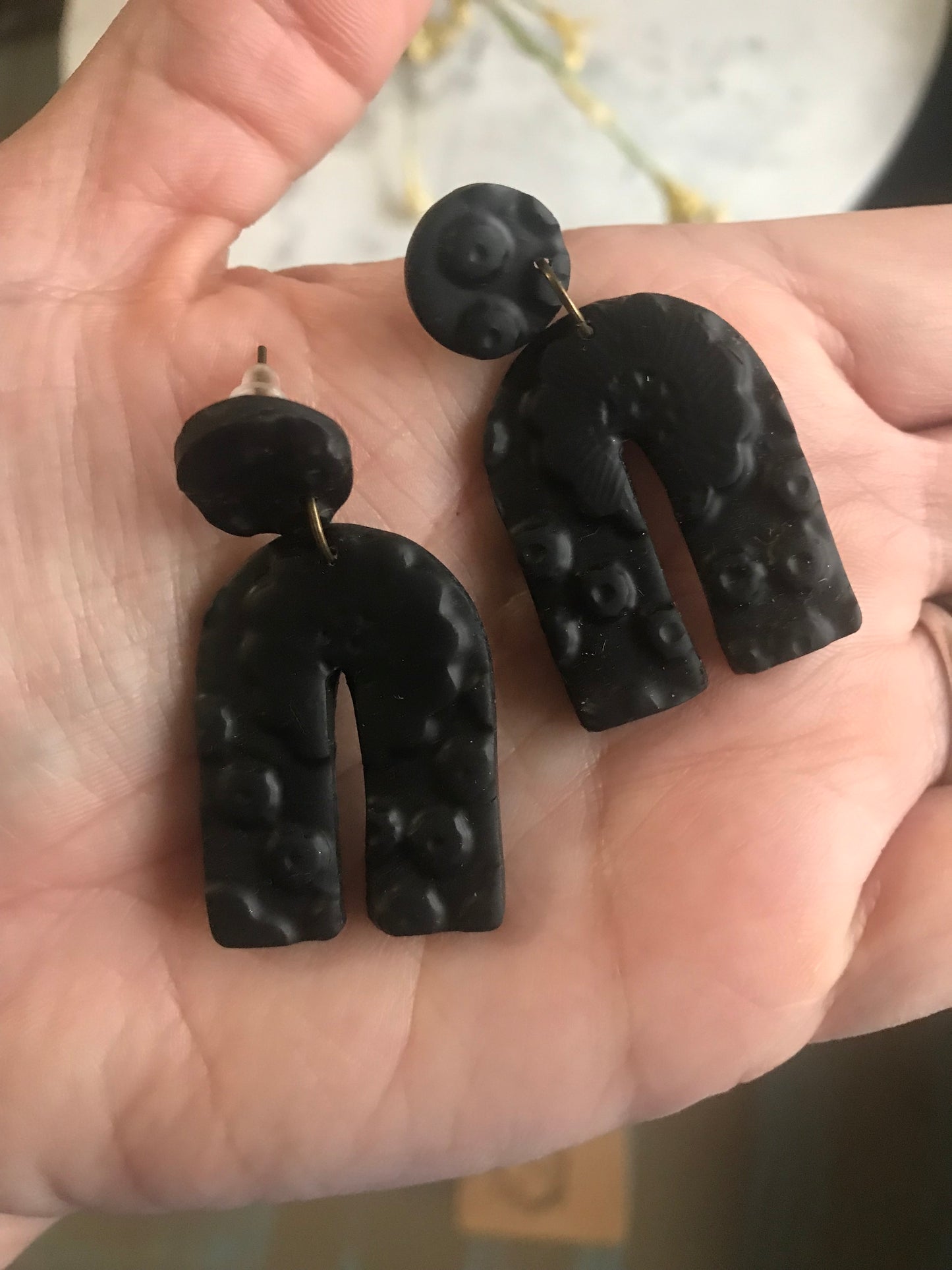 Black Floral Dangles