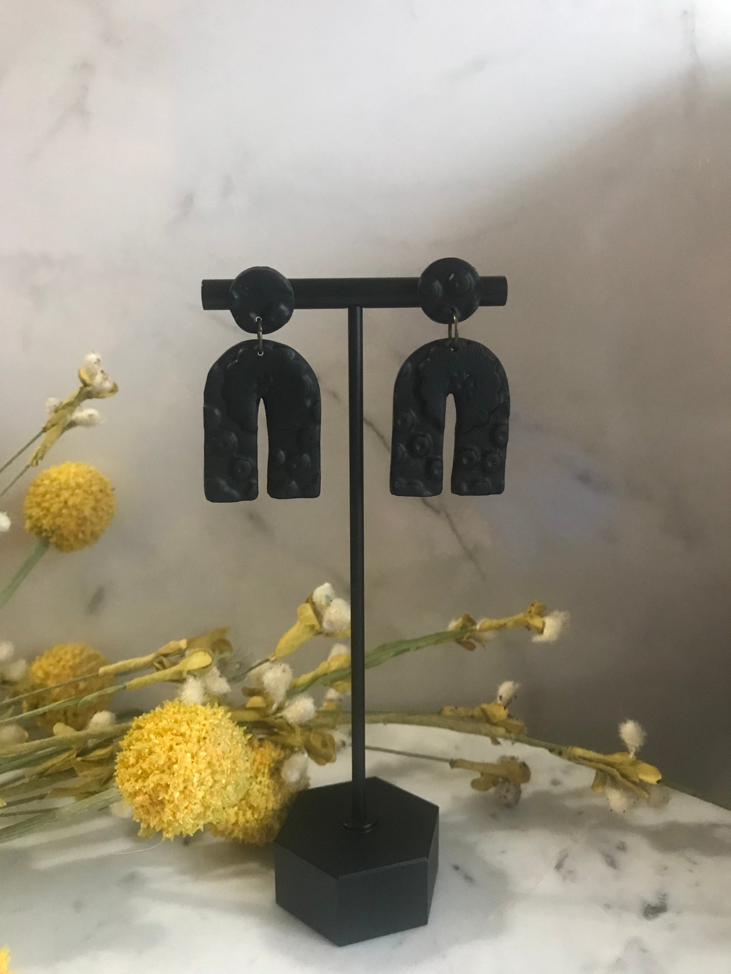 Black Floral Dangles