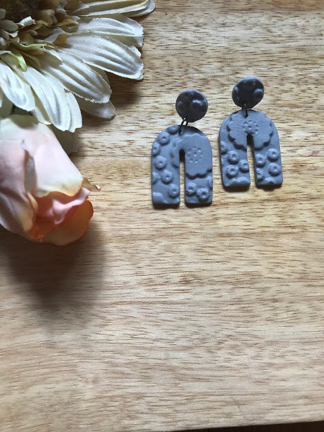 Grey Floral Dangles