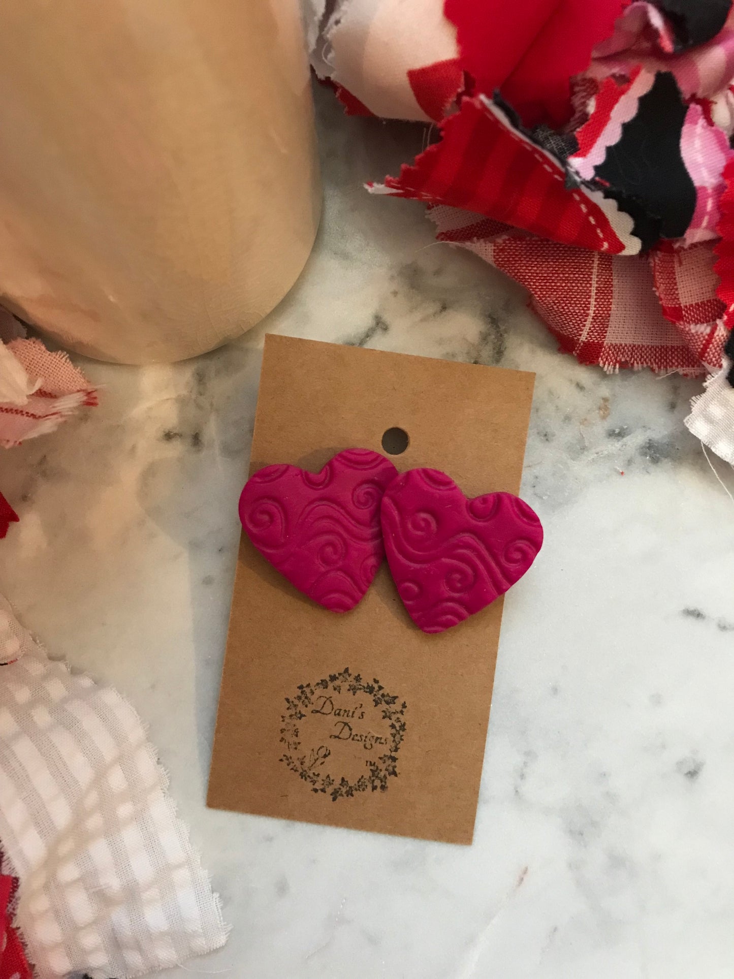 Whimsical Heart Magenta Jumbo Studs