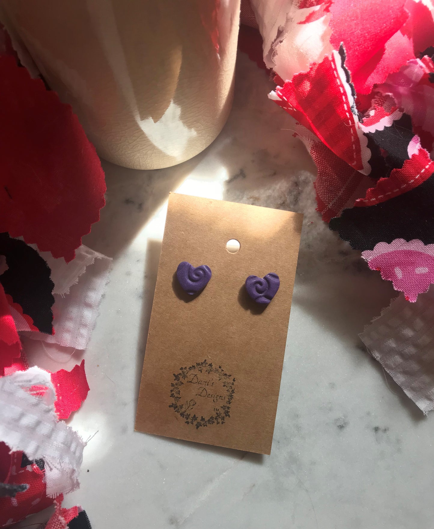 Whimsical Heart Purple Mini Studs