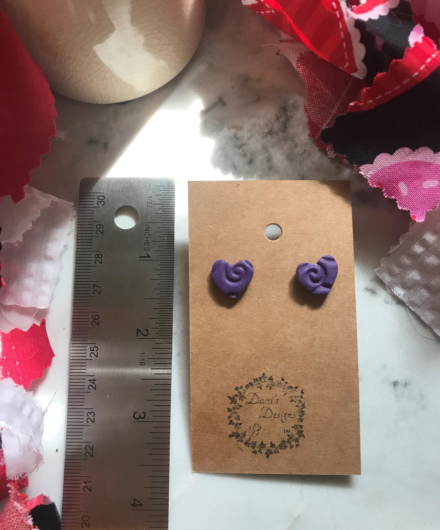 Whimsical Heart Purple Mini Studs