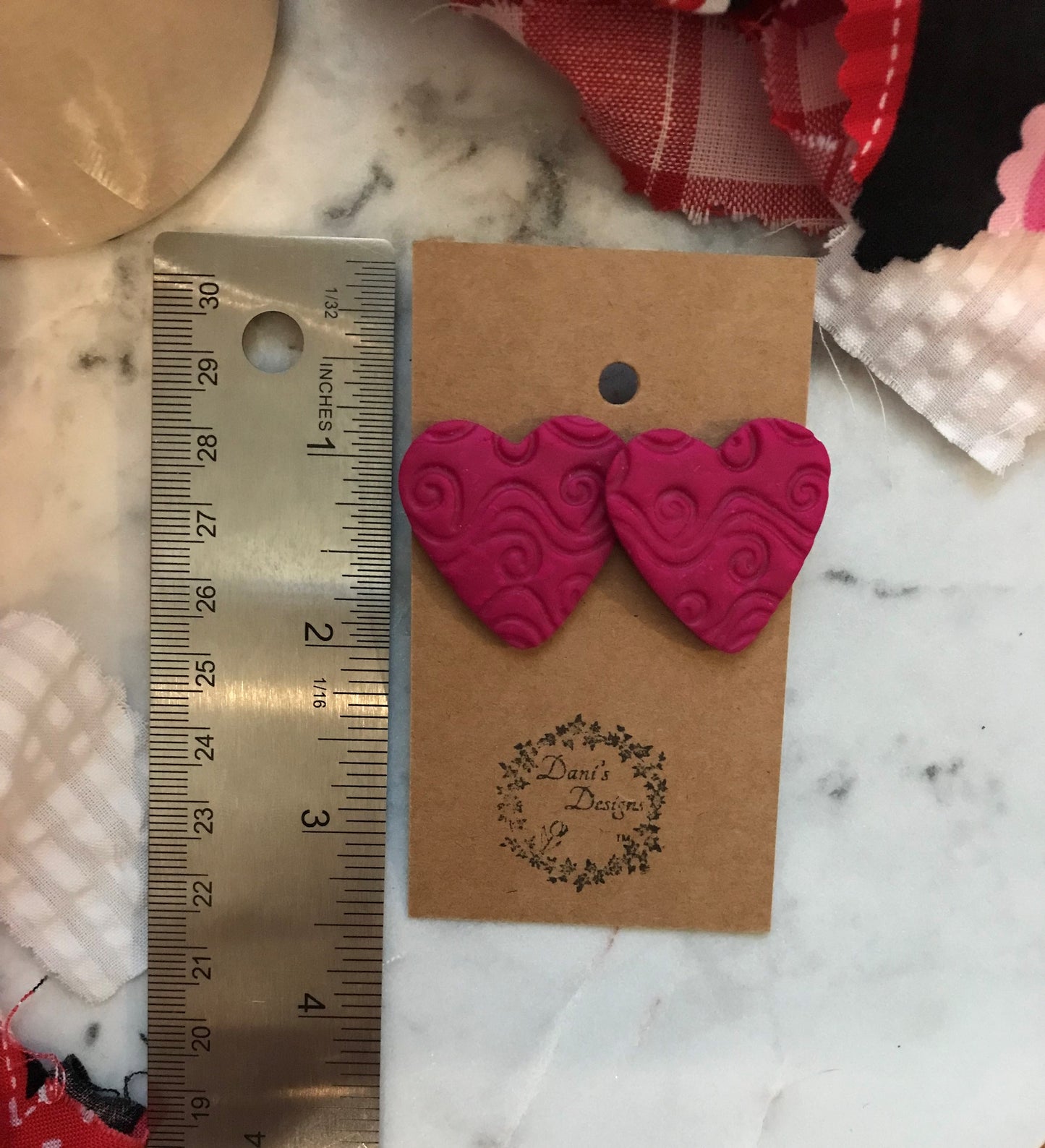 Whimsical Heart Magenta Jumbo Studs