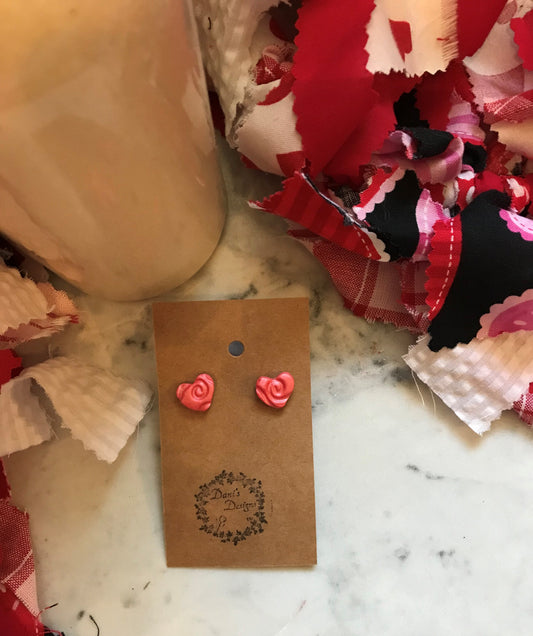 Whimsical Heart Pearl Pink Mini Studs