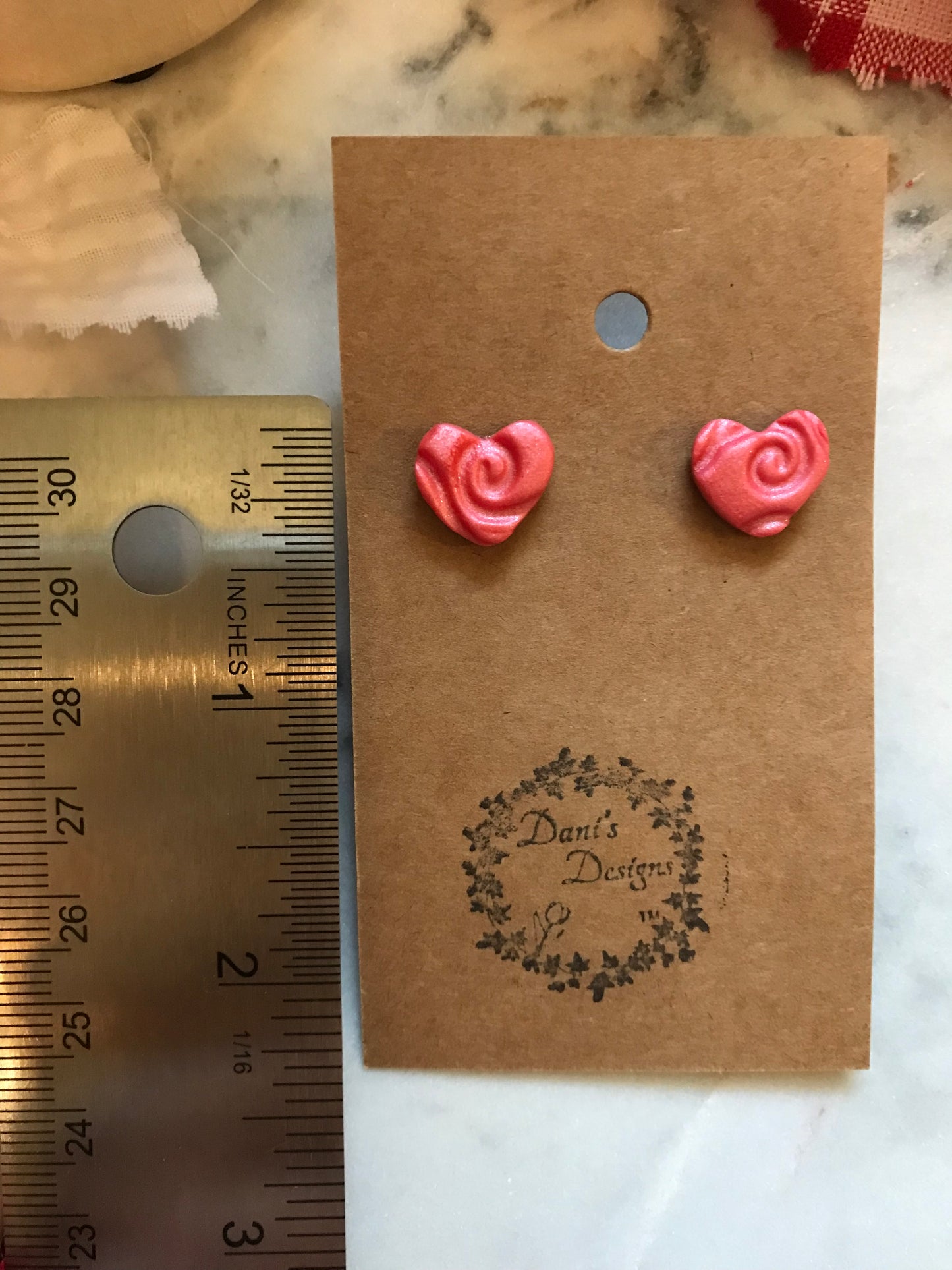 Whimsical Heart Pearl Pink Mini Studs