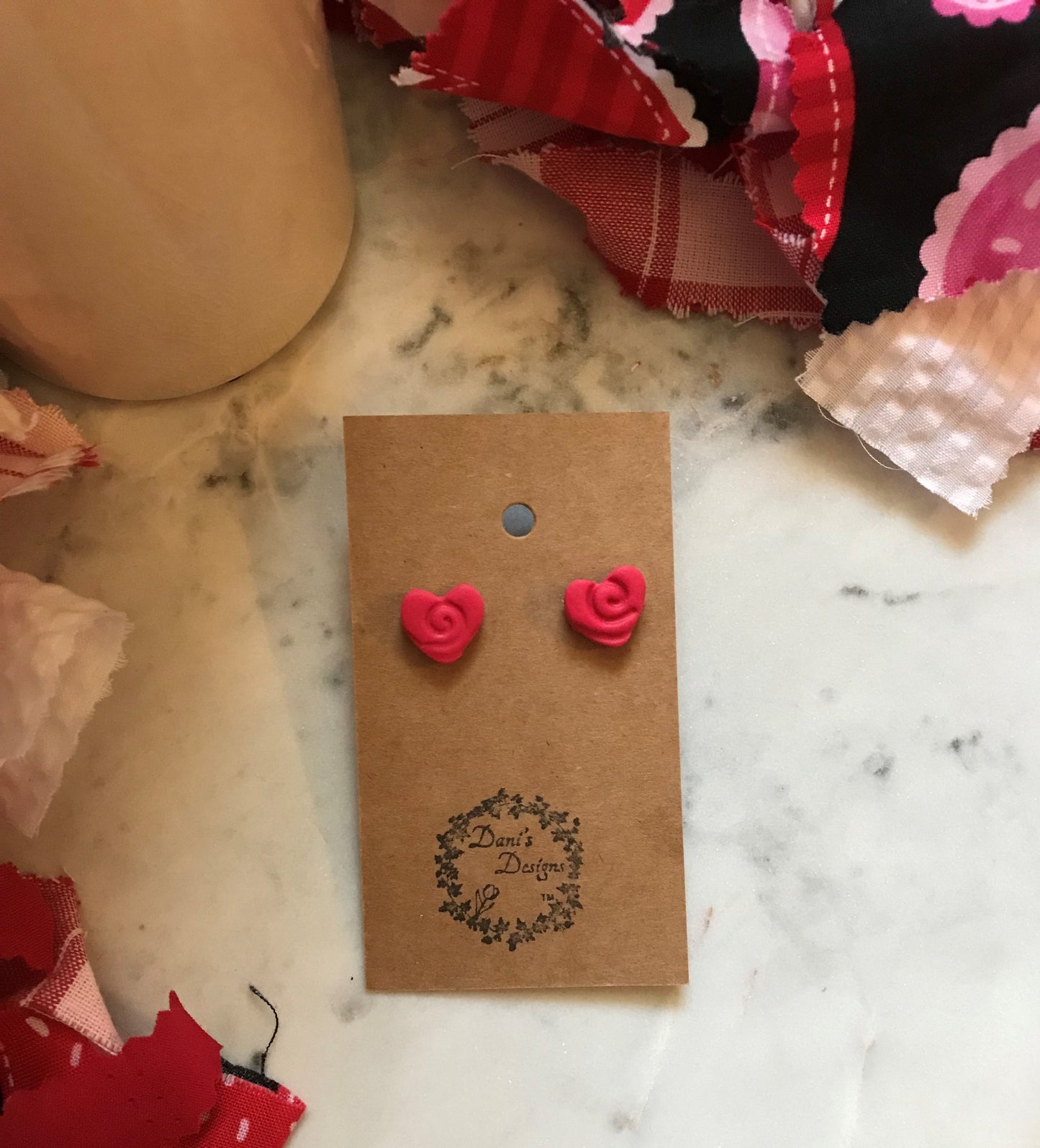 Whimsical Heart Raspberry Mini Studs