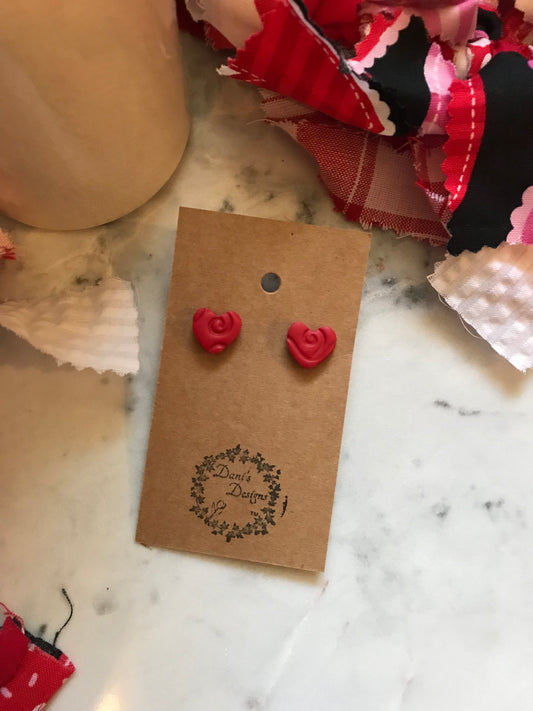 Whimsical Heart Red Mini Studs