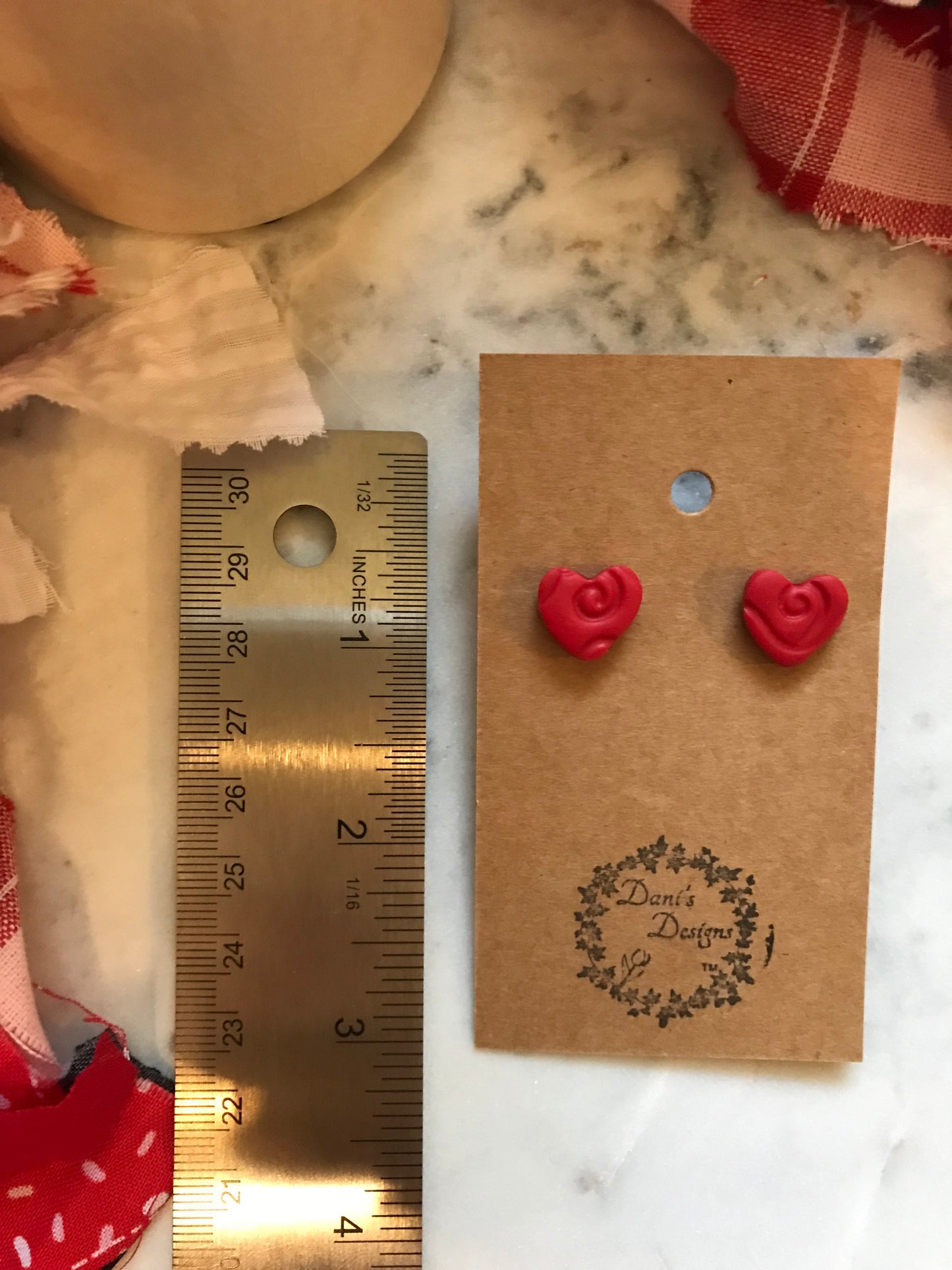 Whimsical Heart Red Mini Studs