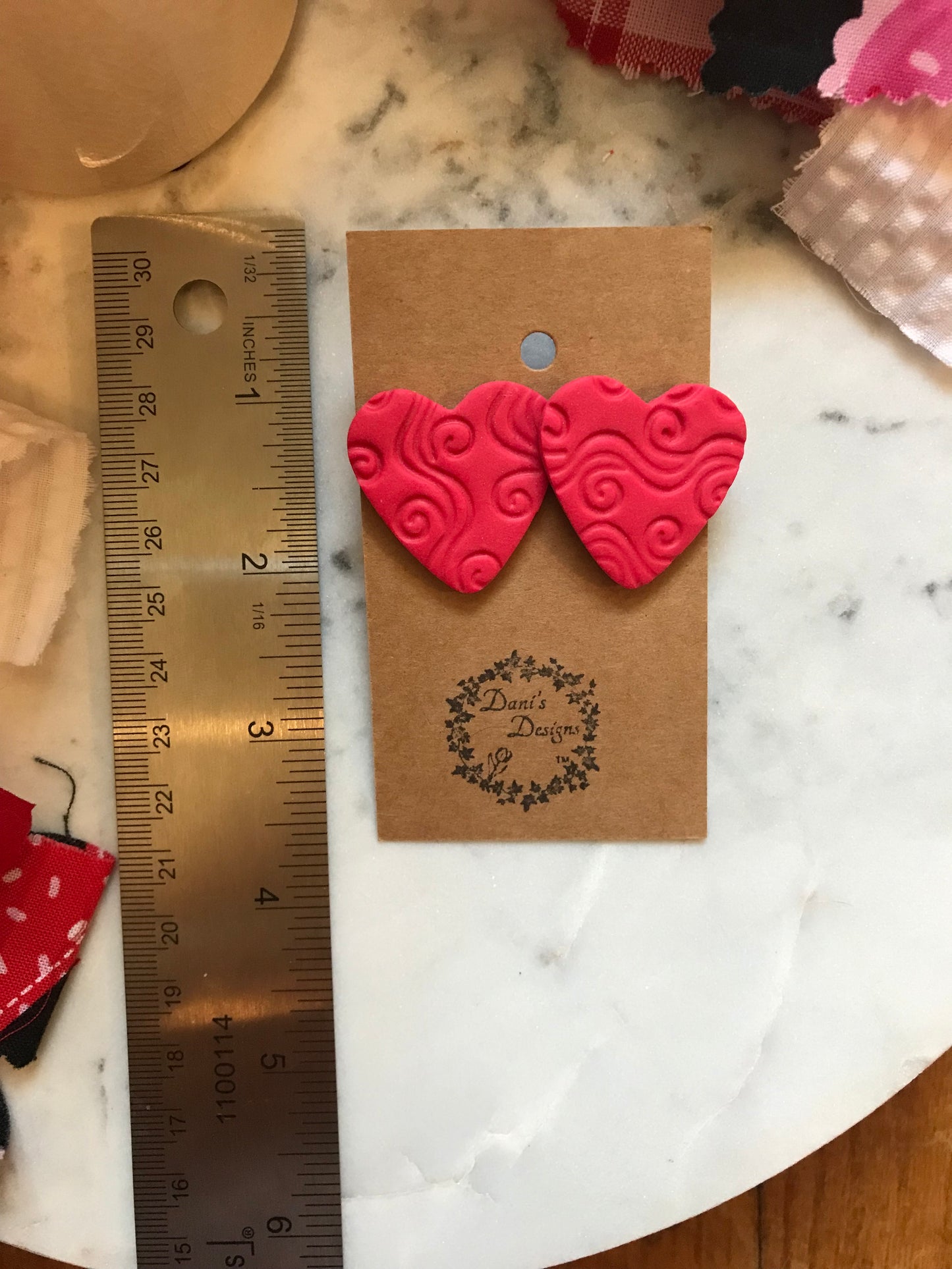 Whimsical  Heart Raspberry Jumbo Studs