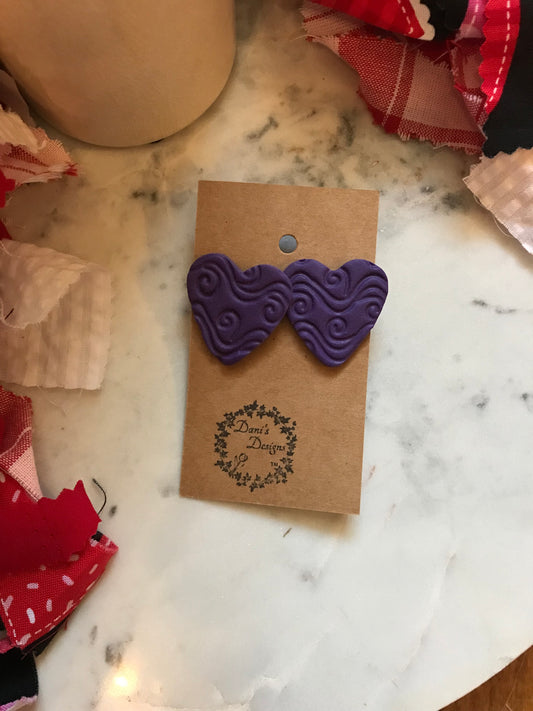 Whimsical Heart Purple Jumbo Studs