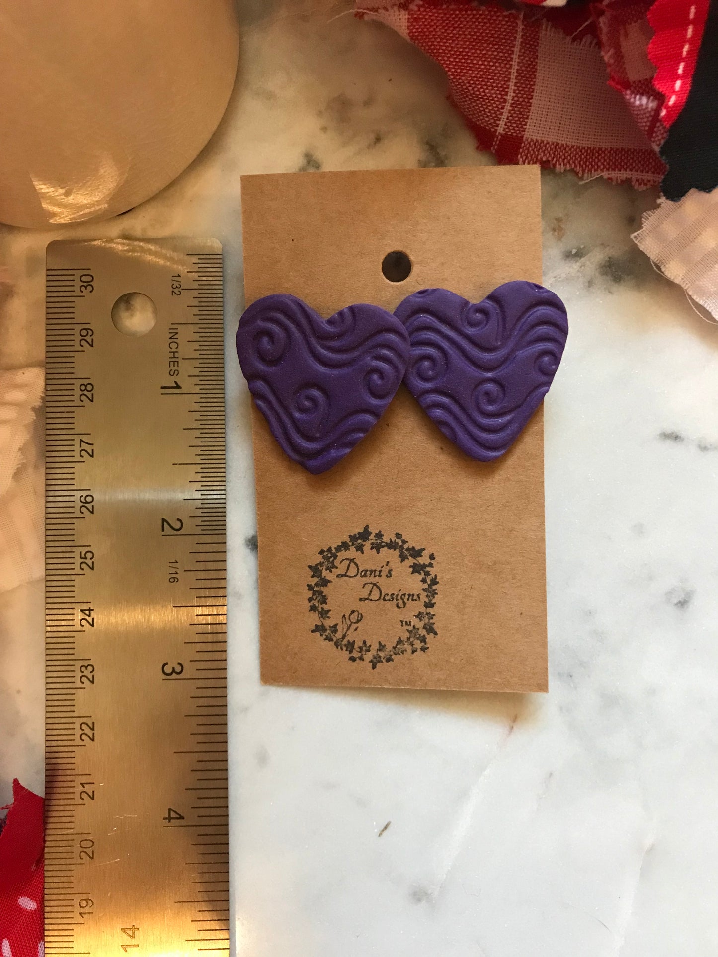 Whimsical Heart Purple Jumbo Studs