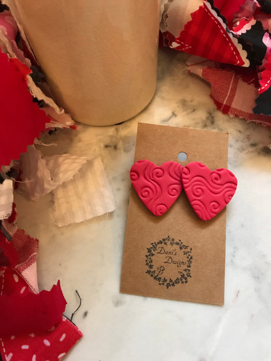 Whimsical  Heart Raspberry Jumbo Studs