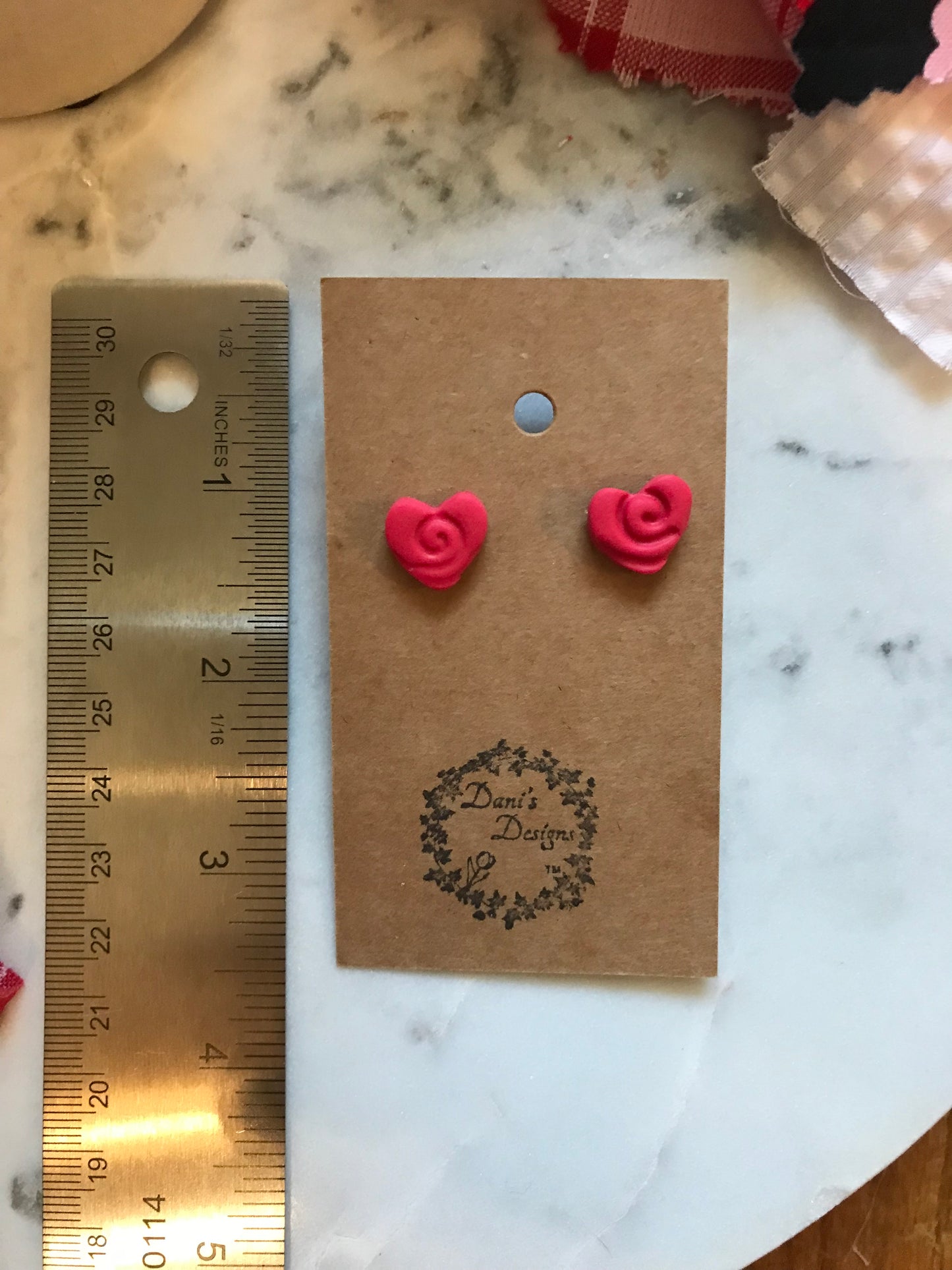 Whimsical Heart Raspberry Mini Studs